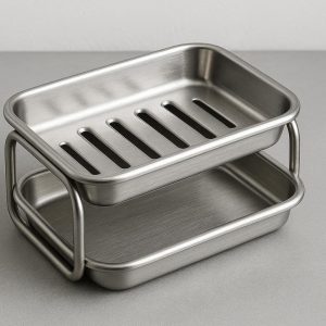 Stainless Steel Soap Dish with Double Layer Design for Kitchen and Bathroom