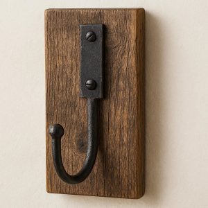 Rustic Wood and Metal Towel Hook for Farmhouse Bathroom Decor
