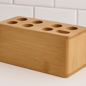 Bamboo Toothbrush Holder for 6 Toothbrushes with 4 Slots for Bathroom