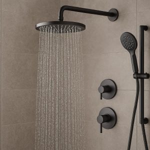 3 Way Shower System Combo with Rainfall Head and Handheld Sprayer